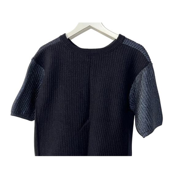 Tory Burch Womens XLarge Merino Wool Textured Knit Sweater Navy Metallic Blue - Picture 6 of 10